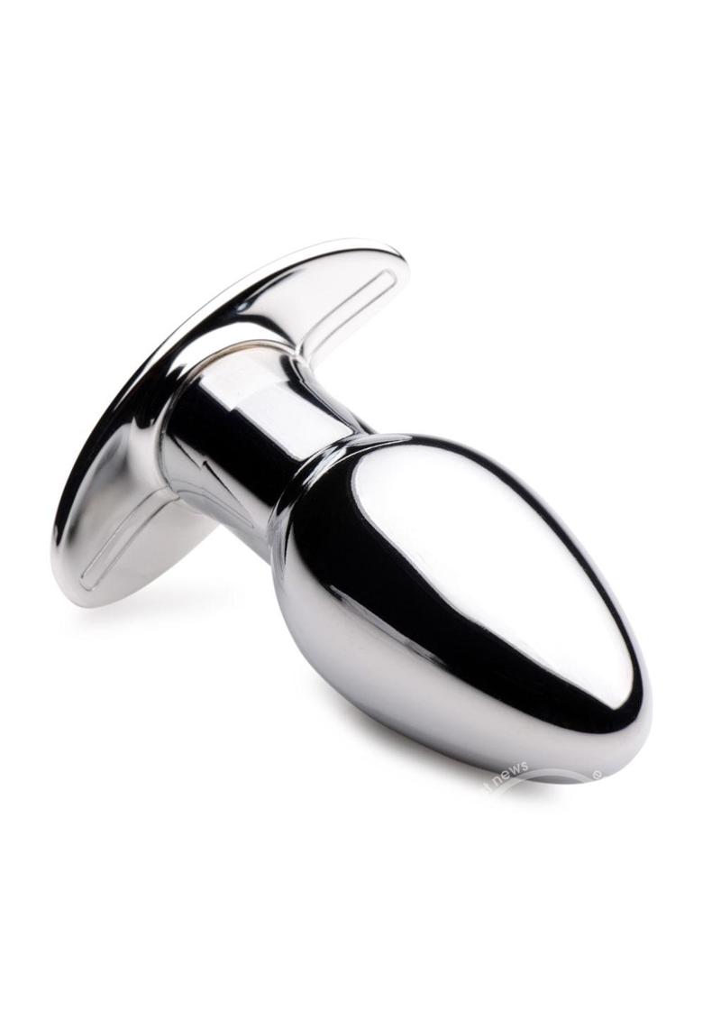 Master Series Chrome Blast 7X Rechargeable Anal Plug with Remote Control - Silver
