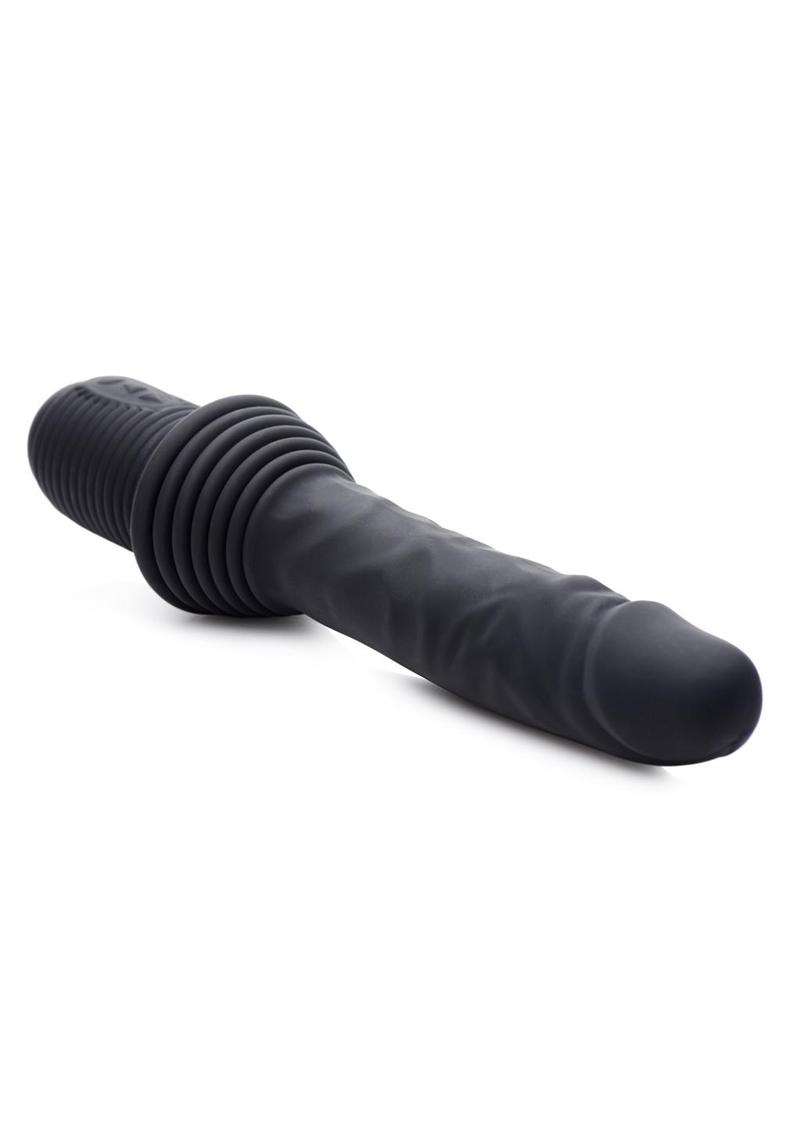 Master Series Vibrating & Thrusting Rechargeable Silicone Dildo - Black