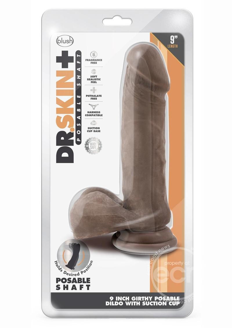 Dr. Skin Plus Thick Posable Dildo with Balls 9in