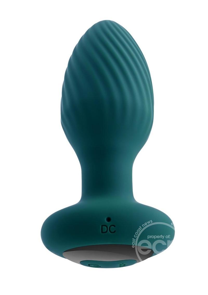 Playboy Spinning Tail Teaser Rechargeable Silicone Rotating Anal Plug with Remote Control - Green