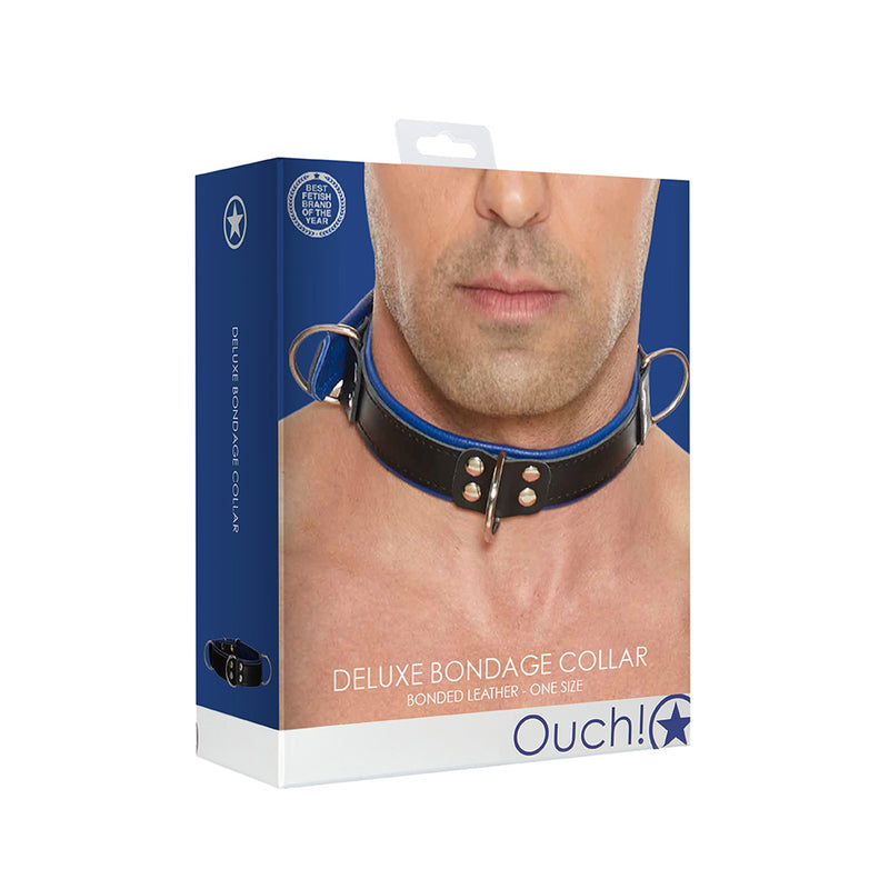 Ouch! Deluxe Bondage Collar One Size Blue