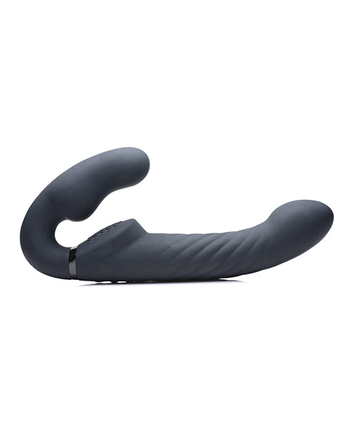 Strap U 10x Swirl Ergo-Fit Inflatable & Vibrating Strapless Strap On - Black