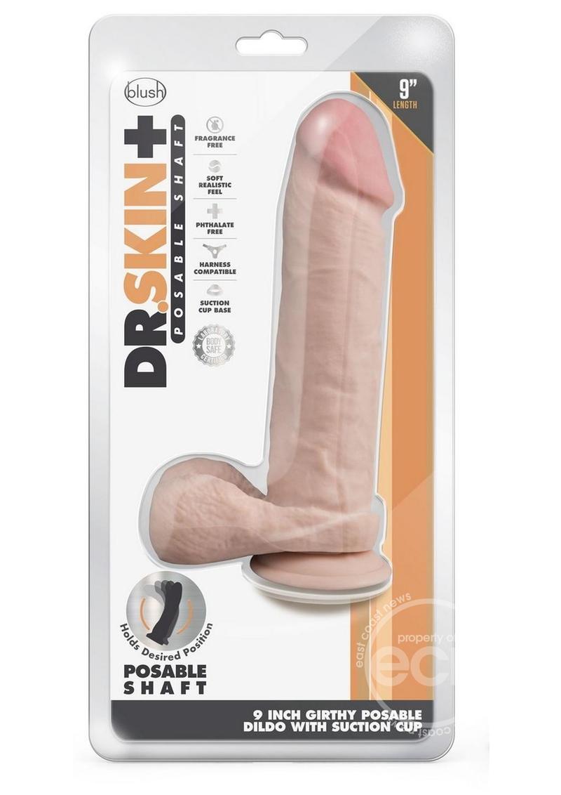 Dr. Skin Plus Thick Posable Dildo with Balls 9in