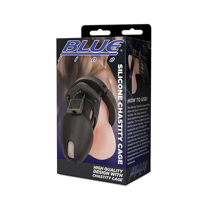 Blue Line Silicone Chastity Cage