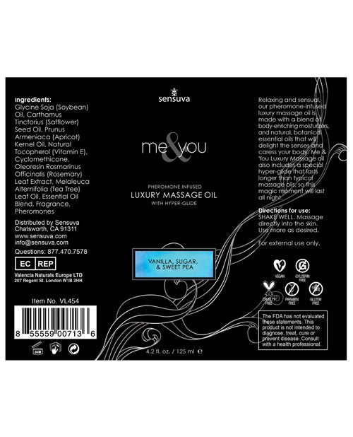 Sensuva Me & You Massage Oil 4.2oz