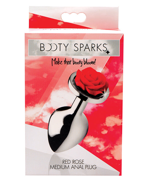 Booty Sparks Red Rose Anal Plug Silver