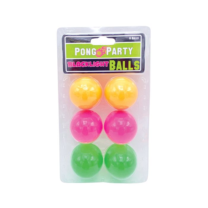 Black Light Pong Balls - Asst. Colors Pack of 6