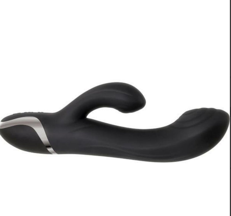 Extreme Rumble Rabbit Rechargeable Silicone Dual Vibrator - Black