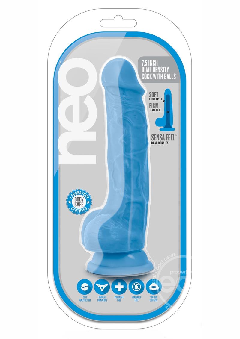 Neo Dual Density Cock with Balls 7.5in Neon