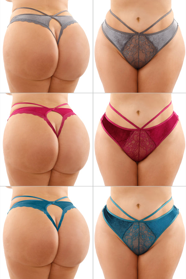 Kalina Velvet Cut-out Thong with Keyhole Back