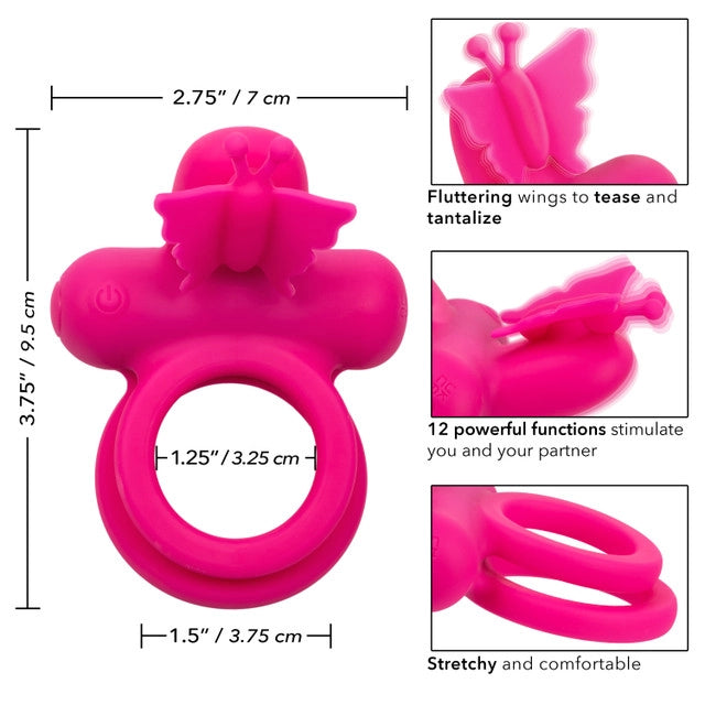 Silicone Rechargeable Dual Butterfly Ring