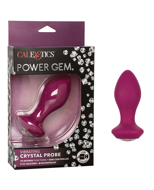 Power Gem Vibrating Crystal Probe Silicone Rechargeable Butt Plug