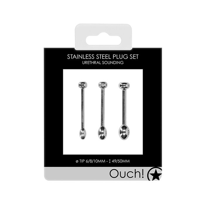 Shots Ouch Urethral Sounding Metal Plug Set - 58mm