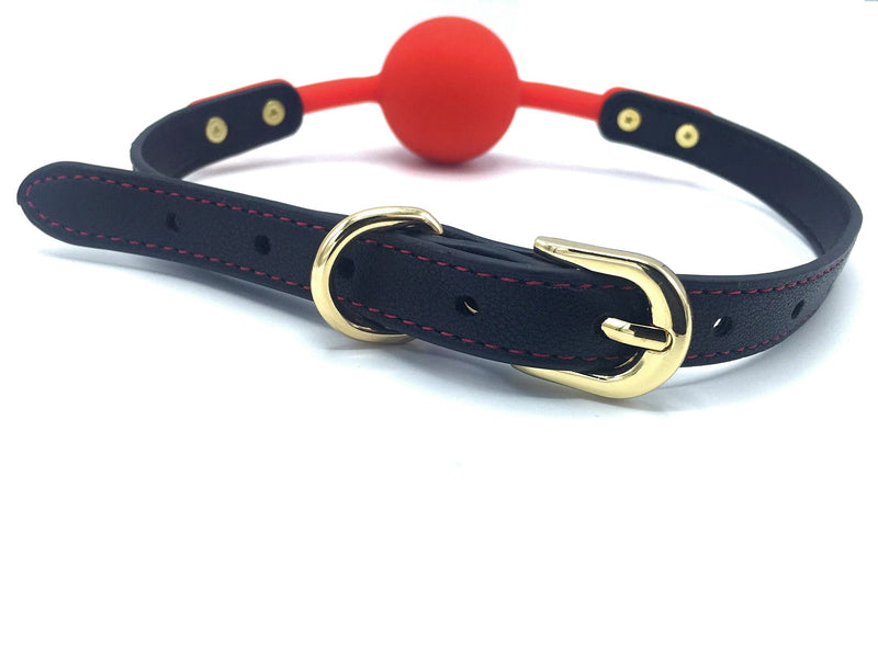 Exotic Silicone Ball Gag with Golden Hardware