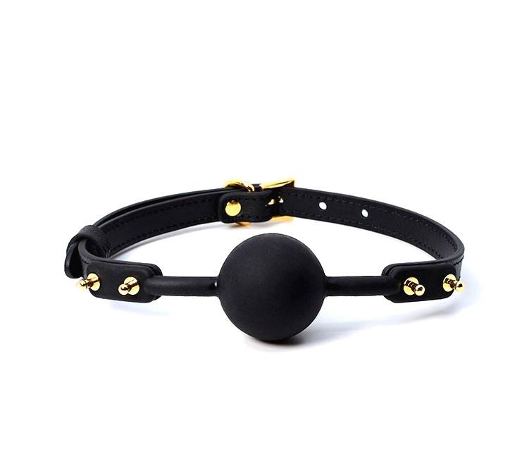 Exotic Silicone Ball Gag with Golden Hardware