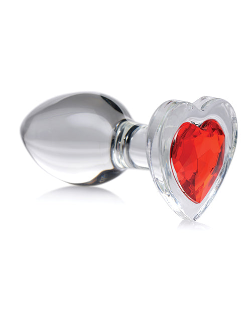 Booty Sparks Red Heart Gem Glass Anal Plug