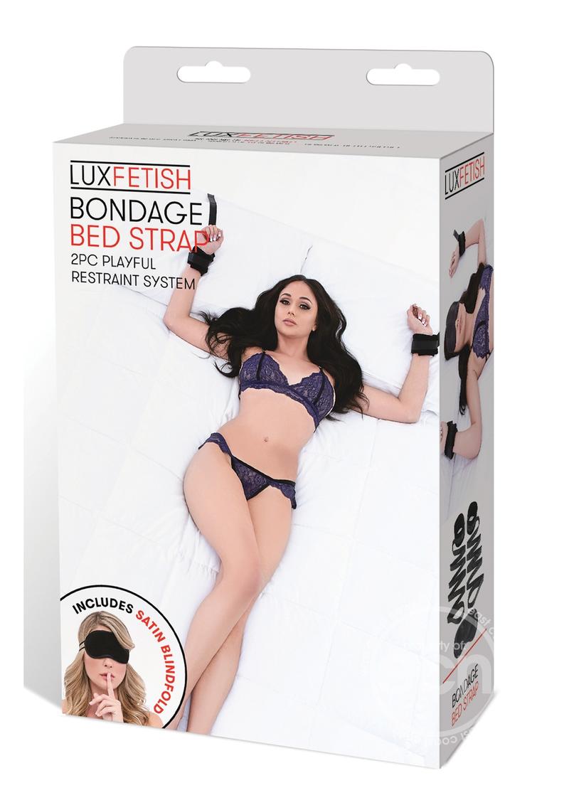 Lux Fetish Bondage Bed Strap (2 Piece Kit) - Black - The Lingerie Store