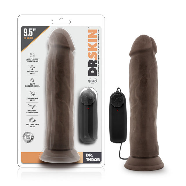 Dr. Skin Dr. Throb Vibrating Dildo with Remote Control 9.5in