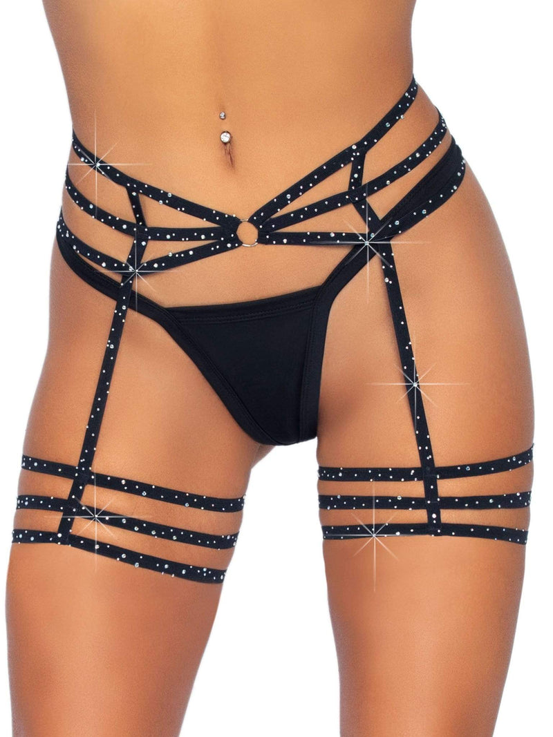 Leg Avenue Spice It Up Rhinestone Garter Belt O/S