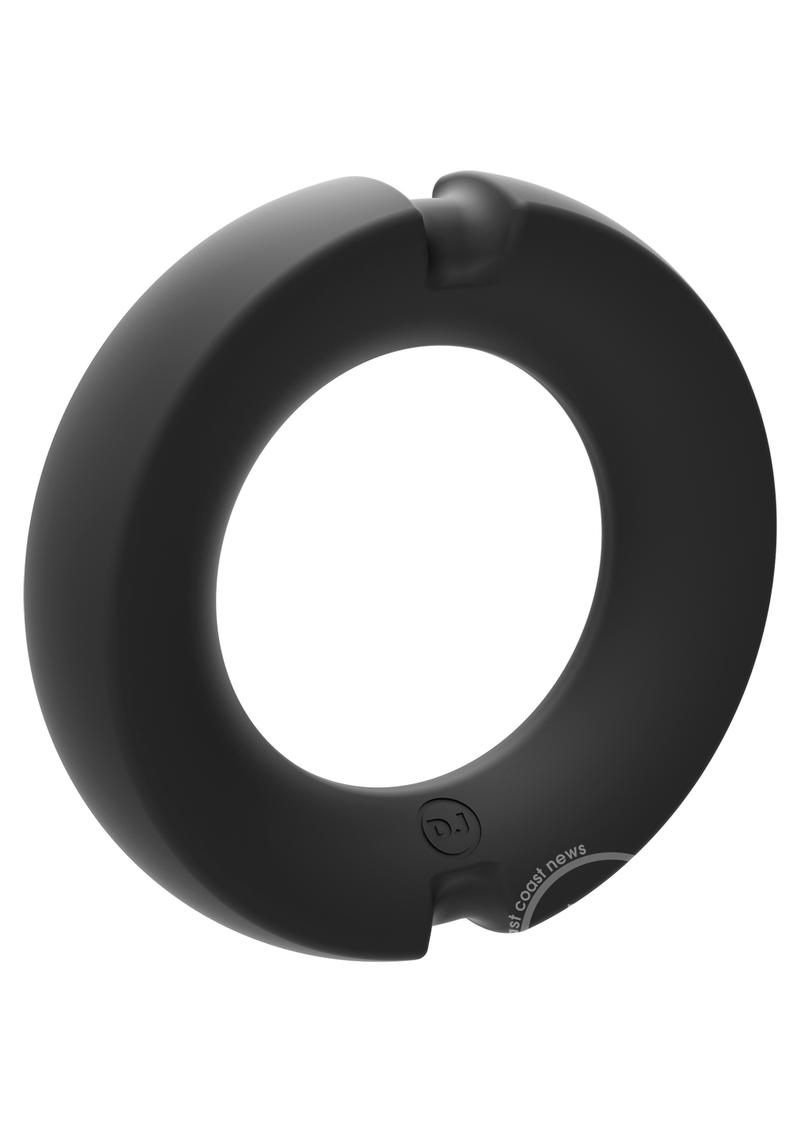 Kink Stretchable Silicone-Covered Metal Cock Ring - Black