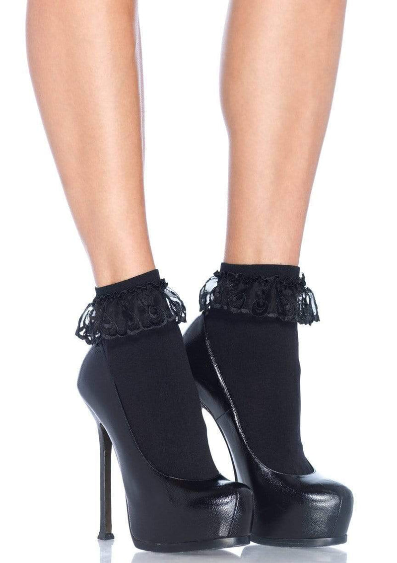 Diem Lace Ruffle Anklet Socks O/S
