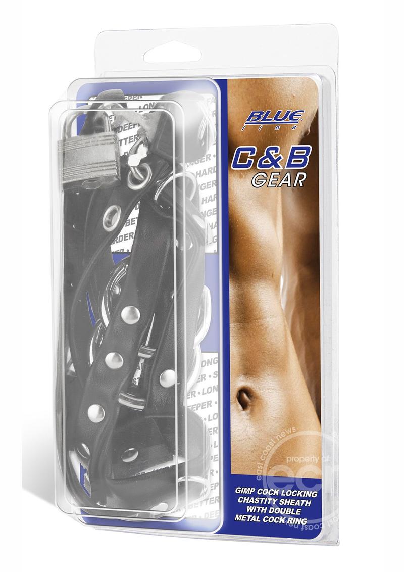 Blue Line C & B Gear Gimp Cock Locking Chastity Sheath With Double Metal Cock Ring