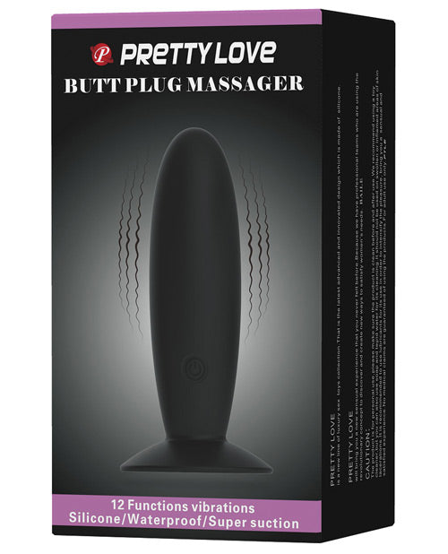 Pretty Love Butt Plug Massager - 12 Function Black