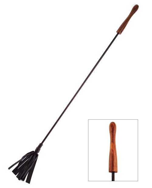 Rouge Leather Riding Crop w/Rounded Wooden Handle