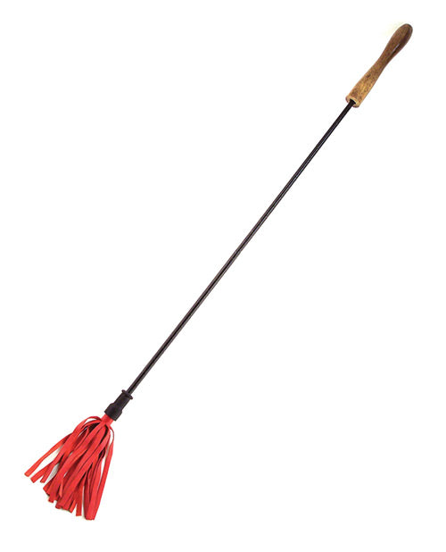 Rouge Leather Riding Crop w/Rounded Wooden Handle