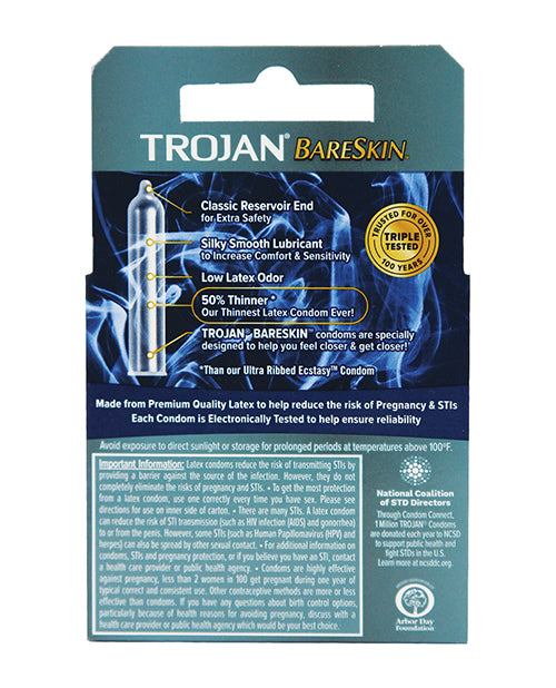 Trojan Bareskin Condoms - Box of 3 - The Lingerie Store