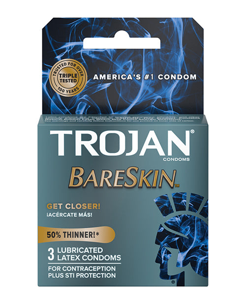 Trojan Bareskin Condoms - Box of 3 - The Lingerie Store